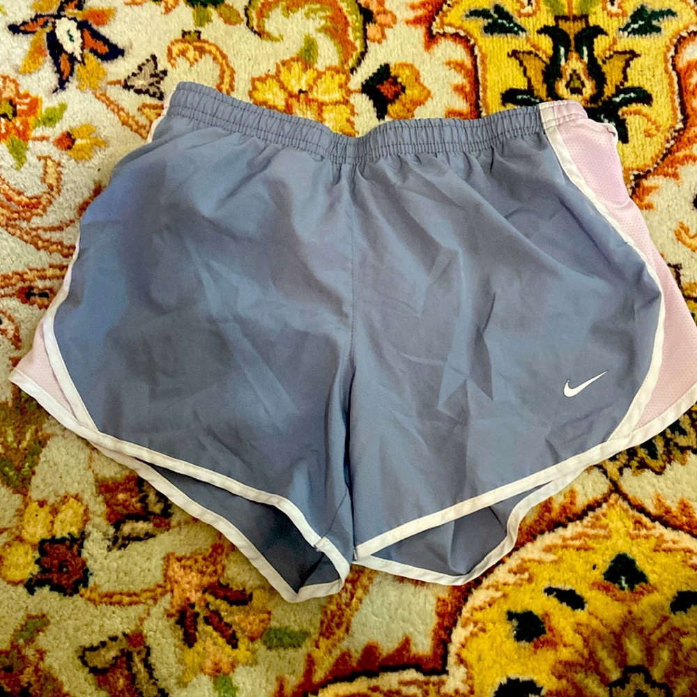 Nike Dri-Fit Shorts; Kids Large; Gray with light pink sides